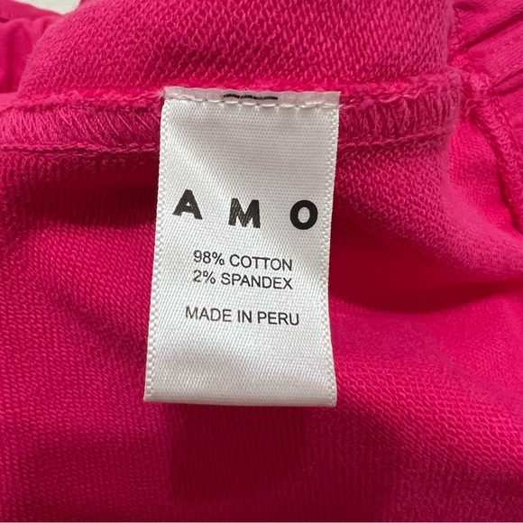 AMO 90’s Sweatshirt Cropped Boxy Light Distressing Luminous Pink Large - Picture 9 of 12